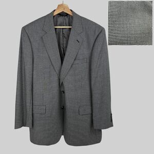 Jos A Bank Gordon Blazer 44L Grey Houndstooth Wool Sport Coat 2 Button Jacket